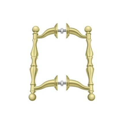 Deltana Offset Pull OHP620, Back to Back Set, Solid Brass, For 1-1/8" to 1-3/8" Doors
