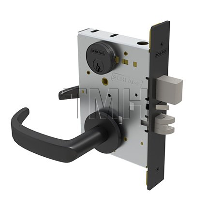 Schlage L Series, 17 Door Handle, Escutcheon, Vandlgard, Keyed, Single Cylinder, Non-Deadbolt , Flat Black