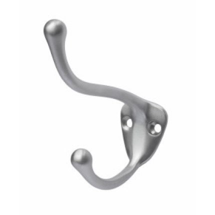 Rockwood #806 Medium Sized Double Coat Hook with 3-1/8" Projection, Satin Chrome Finish - QuickShip