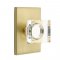 Emtek 5112 Modern Square Crystal Door Knob with Modern Rectangular Rosette Satin Brass