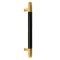 Trimco Black Anodized Grip Pull with Offset Standoff and Radius Ends, Bright Brass Finish