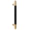 Trimco Black Anodized Grip Pull with Offset Standoff and Radius Ends, Satin Brass Finish