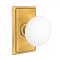 Emtek 8121 Ice White Knob with Rectangular Rosette French Antique Brass