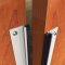Close Up of Aluminum Meeting Stile Astragal Set with Polypropylene Brush by Pemko on Wooden Doors, Open