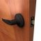 Hager 3400 August Lever Lockset is US10B Finish Applied to Wooden Door