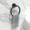 Emtek Black Towel Ring with Towel installed on a wall