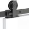 Emtek Modern Rectangular Top Mount Barn Door Hanger in Flat Black Finish 