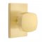 Emtek 5112 Freestone Knob with Modern Rectangular Rosette Satin Brass