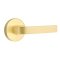 Emtek Breslin Door Handle, Modern Designer Brass, Disk Rosette, Satin Brass (US4) Finish