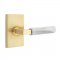 Emtek 5112 L-Square White Marble Lever with Modern Rectangular Rosette Satin Brass