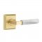 Emtek 8131 L-Square White Marble Lever with Quincy Rosette Satin Brass