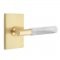 Emtek 5112 T-Bar White Marble Lever with Modern Rectangular Rosette Satin Brass