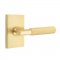 Emtek 5112 T-Bar Straight Knurled Lever with Modern Rectangular Rosette Satin Brass