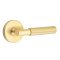 Emtek Myles Door Handle, Modern Designer Brass, Disk Rosette, Satin Brass (US4) Finish