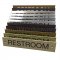 Engraved sign that says Restroom in various finishes