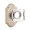 Emtek EM7108MSC Modern Square Crystal Knob on #1 Rosette Tumbled White Bronze