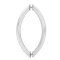 FHC Crown Style Pull 8" X 8" Back-To-Back Shower Door Handles- Side View, Polished Chrome (US26) Finished