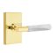Emtek Select, T-Bar, White Marble Lever, Modern Rectangular Rosette, Passage, Unlacquered Brass (US3NL) Finish