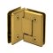FHC Jr Preston 90 Degree Glass-To-Glass Hinge for Shower Doors - 1/4" Tempered Glass- Rear, Satin Brass (US4) Finished