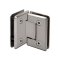 FHC Preston Beveled Glass To Glass 90 Degree Hinge for Shower Doors - 3/8" to 1/2" Glass- Rear, Satin Nickel (US15) Finished