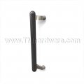 Rockwood NoirTek RM3934 - RM3954 Offset Pull - Black Anodized with Contrasting Posts - Round Ends, up to 7FT OA