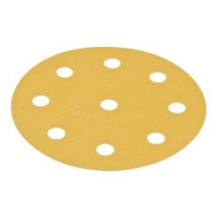 Hafele Abrasive Paper Disc, 5" Aluminum Oxide, PSA, 9-Holes, Grit 100, Pack of 100