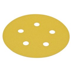 Hafele Abrasive Paper Disc, 5" Aluminum Oxide, Hook-N-Loop, 5 Holes, Grit 100, Pack of 100