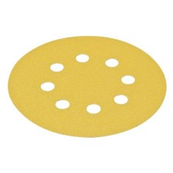 Hafele Abrasive Paper Disc, 5" Aluminum Oxide, Hook-N-Loop, 8 Holes, Grit 100, Pack of 10