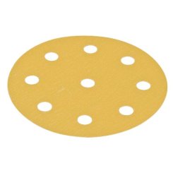 Hafele Abrasive Paper Disc, 5" Aluminum Oxide, Hook-N-Loop, 9 Holes, Grit 100, Pack of 100