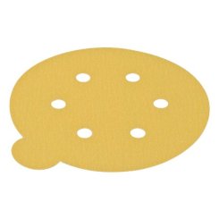 Hafele Abrasive Paper Disc, 6" Aluminum Oxide, PSA, Tabbed, 6 Holes, Grit 150, Pack of 100