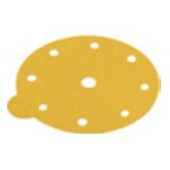 Hafele Abrasive Paper Disc, 6" Aluminum Oxide, PSA, Tabbed, 9 Holes, Grit 100, Pack of 100
