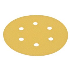 Hafele Abrasive Paper Disc, 6" Aluminum Oxide, Hook-N-Loop, 6 Holes, Grit 120, Pack of 100
