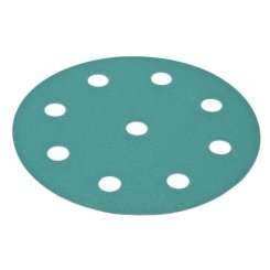Hafele Abrasive FilmBac Premium Disc, Hook-N-Loop, 5", Aluminum Oxide, 9 Holes, Grit 100, Pack of 100