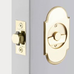 Emtek #8 Classic Arched Pocket Door Tubular Lock in Polished Brass Finish (US3)