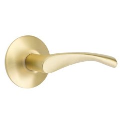 Emtek Triton Door Handle, Modern Designer Brass, Passage, Modern Rosette, Satin Brass (US4) Finish
