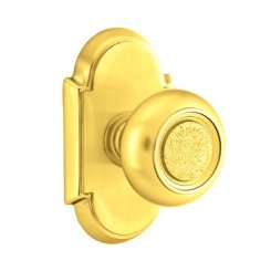 Emtek Belmont Door Knob, Designer Brass, Passage, #8 Rosette, Polished Brass - Lifetime (US3) Finish