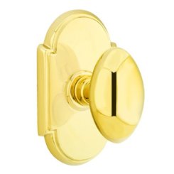 Emtek Egg Door Knob, Classic Brass, Passage, #8 Rosette, Polished Brass - Lifetime (US3) Finish
