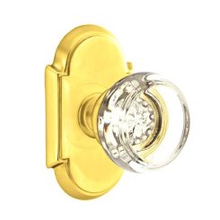 Emtek Georgetown Glass Door Knob, Glass Knobset, Passage, #8 Rosette, Polished Brass - Lifetime (US3) Finish