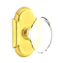 Emtek Hampton Glass Door Knob, Glass Knobset, Passage, #8 Rosette, Polished Brass - Lifetime (US3) Finish