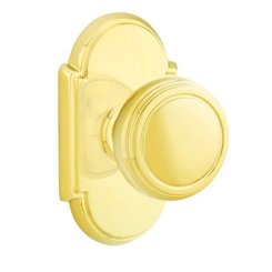 Emtek Norwich Door Knob, Classic Brass, Passage, #8 Rosette, Polished Brass - Lifetime (US3) Finish