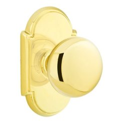 Emtek Providence Door Knob, Classic Brass, Passage, #8 Rosette, Polished Brass - Lifetime (US3) Finish
