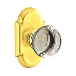 Emtek Providence Glass Door Knob, Glass Knobset, Passage, #8 Rosette, Polished Brass - Lifetime (US3) Finish