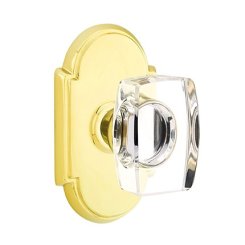 Emtek Windsor Glass Door Knob, Glass Knobset, Passage, #8 Rosette, Polished Brass - Lifetime (US3) Finish