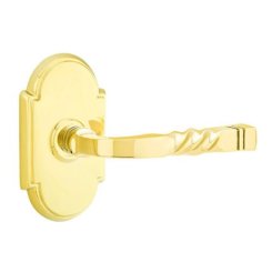 Emtek Santa Fe Door Handle, Designer Brass, Passage, #8 Rosette, Polished Brass - Lifetime (US3) Finish