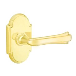 Emtek Wembley Door Handle, Designer Brass, Passage, #8 Rosette, Polished Brass - Lifetime (US3) Finish