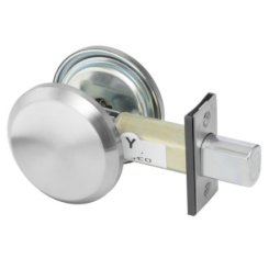 Yale D242 Communicating Door Deadbolt, Blank Plate with Thumbturn, Grade 2 - QUICKSHIP, Satin Chrome Finish