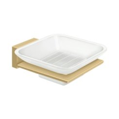Deltana 55D Bath Series, Frosted Glass Soap Dish Satin Brass (US4) Finished