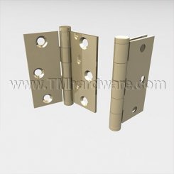 Deltana, Plain Bearing, Brass, Standard Weight, 5 Knuckle, Full Mortise Hinge, 3" x 3"