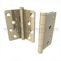 Deltana 1/4" Radius Corner Hinge with Staggered Hole Pattern, Plain Bearing, 4" x 4"