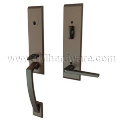 Emtek 4815ATN Contemporary Brass Apollo Tubular Entry Set with Athena Lever